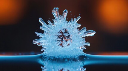 Poster - Ice Crystals Forming on Cold Window in Macro Detail