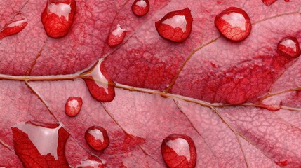Poster - Leaf with Glistening Drops in Soft Natural Light