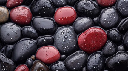 Poster - Macro View of Wet Pebbles on a Shoreline