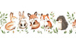 © Perfect Vector - Charming Woodland Nursery Animals in Watercolor - Bunny, Fox, Bear, Bird, Hedgehog Vector Art