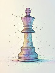 Poster - The chess rook is an abstract modern illustration. Low polygon wireframe illustration with lines and dots. RGB color mode. The chess game concept is drawn in polygons.