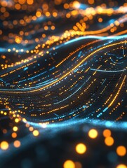 Poster - Dots and lines of network connections. Futuristic background. 3d model.