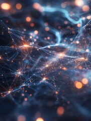 Poster - A glowing network of lines connecting cities around the world, symbolizing global connection and communication.
