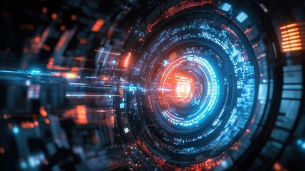 Poster - Abstract futuristic cyber defense system Binary code background