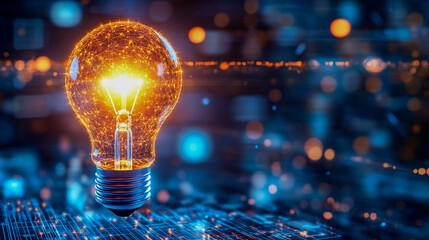 innovative light bulb illuminating ideas in a digital environment filled with vibrant colors and glo