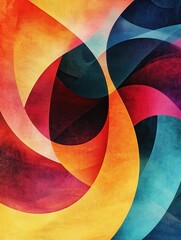 Poster - Abstract Colorful Geometric Art Background with Circles and Curves AI generated illustration.