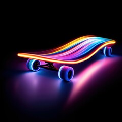 Poster - Futuristic Neon Skateboard with Glowing Light Trails
