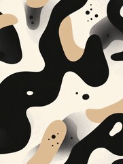 Poster - Abstract Minimalist Pattern: Black, white, and beige organic shapes create a contemporary, minimalist pattern. This abstract design is perfect for adding a touch of modern elegance to any project.
