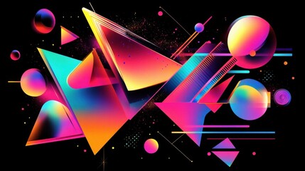 Poster - Colorful geometric design with vibrant shapes and gradients in a modern style