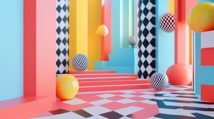 Poster - Background design featuring abstract shapes and colors creating a dynamic and visually engaging composition for various creative projects
