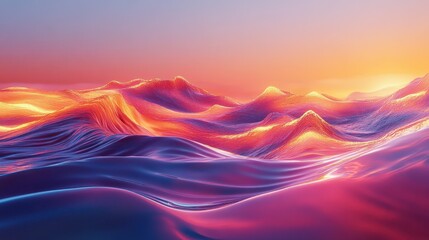 Poster - abstract digital landscape with warm glow