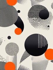 Poster - Abstract geometric patterns with black and orange shapes on a light background for creative design inspiration