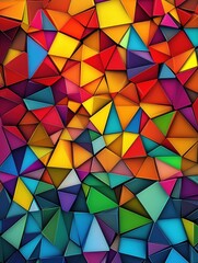 Poster - A vibrant geometric pattern with intersecting colorful shapes creating an abstract mosaic.