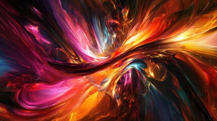 Poster - A dynamic and colorful abstract background with flowing shapes and bright hues, evoking a sense of creativity and vibrancy