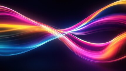Poster - Creative colorful abstract motion curves light beam of fast moving on dark background
