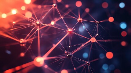 Poster - Abstract network of connected nodes, representing data flow, communication, or interconnected systems.