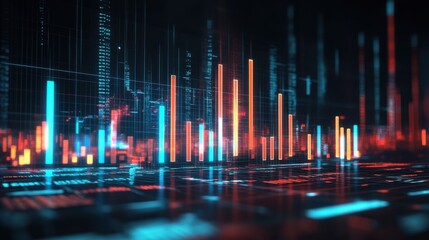 Poster - Futuristic Business Growth Chart with Light Effects