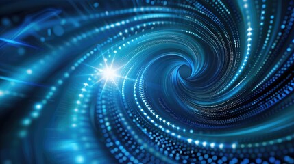 Poster - Dynamic blue swirl of light and energy abstract concept digital art dark background close-up view visual effects