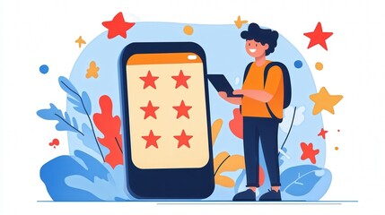 Poster - feedback platform where users rate services with five stars and provide suggestions that help improve the business reputation.