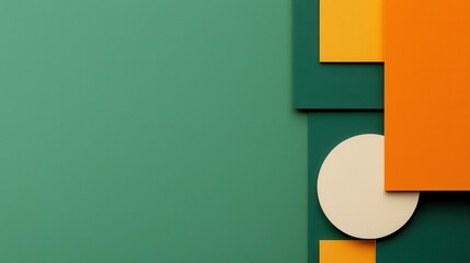 Poster - Blank infographics concept. Abstract Minimal Geometric Shapes Infographic Design Layout with Green and Orange Tones