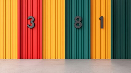 Poster - Blank infographics concept. Floating Empty Panels with Subtle Depth and Vibrant Color Blocks in Minimalist Architectural Background
