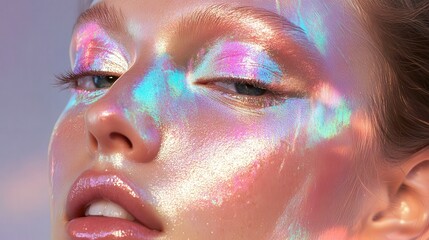 Aufkleber - opalescent, pearl-like holographic foil that shimmers with delicate pastels and deep neon contrasts