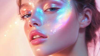Aufkleber - opalescent, pearl-like holographic foil that shimmers with delicate pastels and deep neon contrasts