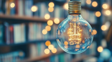 Poster - Bright Light Bulb Against a Blurred Background