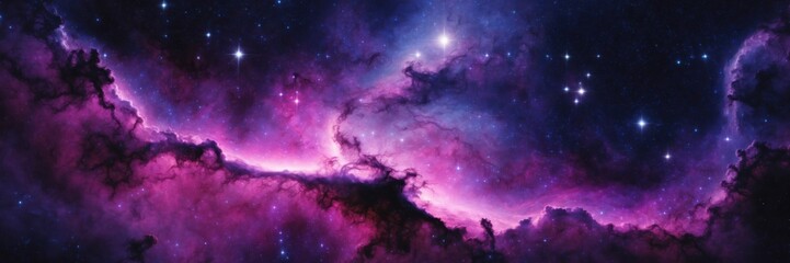 Wall Mural - majestic purple nebula with shining stars. cosmic dreamscape of space beauty