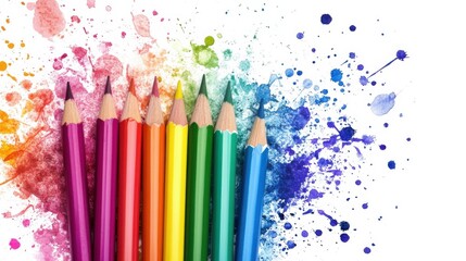 Wall Mural - colorful art supplies on bright white background