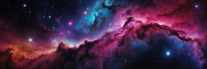 Wall Mural - galactic nebula dreamscape. starry skies and cosmic clouds exploration in deep space