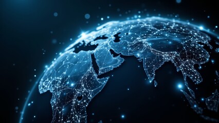 Poster - High-Technology Abstract Concept of Global Connectivity with Digital Earth Visualization