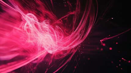 Aufkleber - Abstract Pink and Red Light Trails on Black Background - Modern Fluid Motion Design