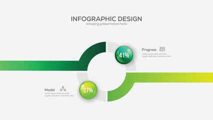 Fototapete - Business 2 option infographic presentation vector 3D colorful balls illustration. Creative concept with 2 steps. Can be used for workflow layout, diagram, banner, web design. Vector illustration