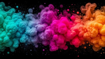 Poster - Vibrant Colorful Smoke and Clouds in Dynamic Swirls with Black Background