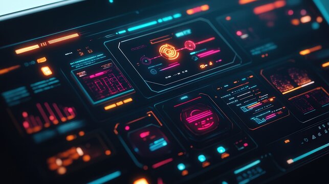 futuristic survey panel with a dark aesthetic, glowing UI elements, and smooth user interactions