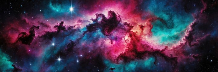 Wall Mural - vibrant cosmic nebula scenery with stars and colorful clouds of galactic dusts and gases