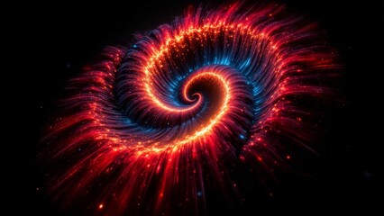 Poster - Spiraling Cosmic Energy Swirls in Red and Blue with Sparkling Light Effects