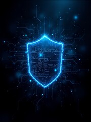 Poster - Glowing Digital Shield Icon Representing Cybersecurity and Data Protection Concepts