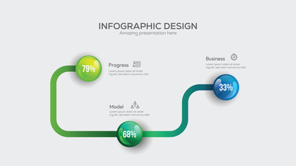 Fototapete - Business 3 option infographic presentation vector 3D colorful balls illustration. Infographic design vector and marketing icons can be used for workflow layout, diagram, annual report, web design.