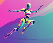 © valenster - Vibrant robot in dynamic motion illustration.