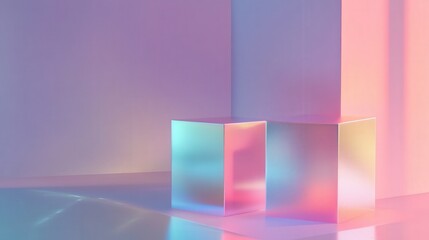 Poster - minimalist holographic background with a smooth gradient of shimmering pastels, exuding elegance and futuristic beauty