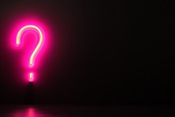 Aufkleber - A striking pink neon question mark illuminates a black backdrop, casting a soft glow that invites intrigue and wonder while offering ample copy space