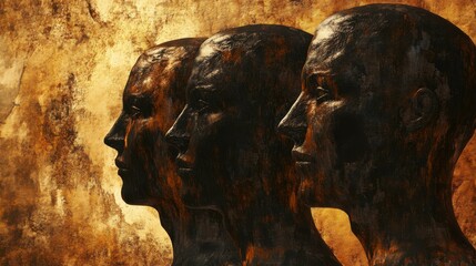 Poster - Textured 3D Cultural Symbols in Warm Light