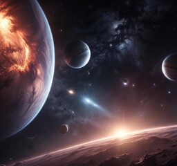 deep space galaxy background with stars and planets, galaxies, cosmos