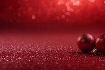 Aufkleber - Warm red Christmas background with a touch of bokeh invites festive feelings, offering ideal copy space for holiday promotions and greetings on the right