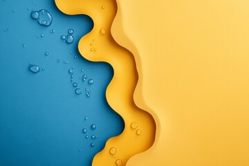 Poster - Vibrant handmade paper cut-out art showcases dynamic shapes in blue and yellow tones, creating a pop art-inspired background with space for text or graphics