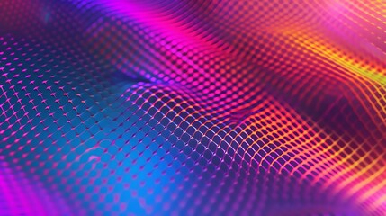 Poster - An abstract background with a colorful, wavy grid pattern.