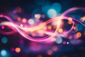 Poster - A close-up presentation of neon lights showcases vibrant colors and blurred edges, evoking excitement and energy, with ample copy space on the right side