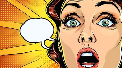 Canvas Print - a woman's face in a comic book style with a surprised expression.